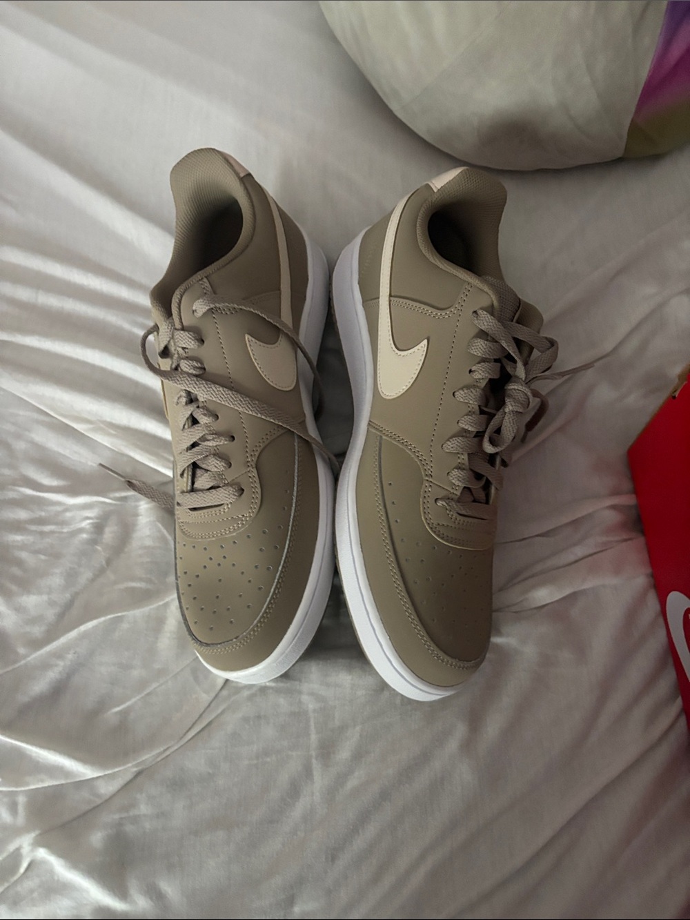 Nike Men’s Low-Top Sneakers in Taupe and White